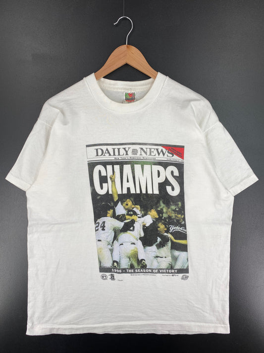 1996 NEW YORK YANKEES Made in USA Size XL Vintage MLB T-Shirt / F3729T