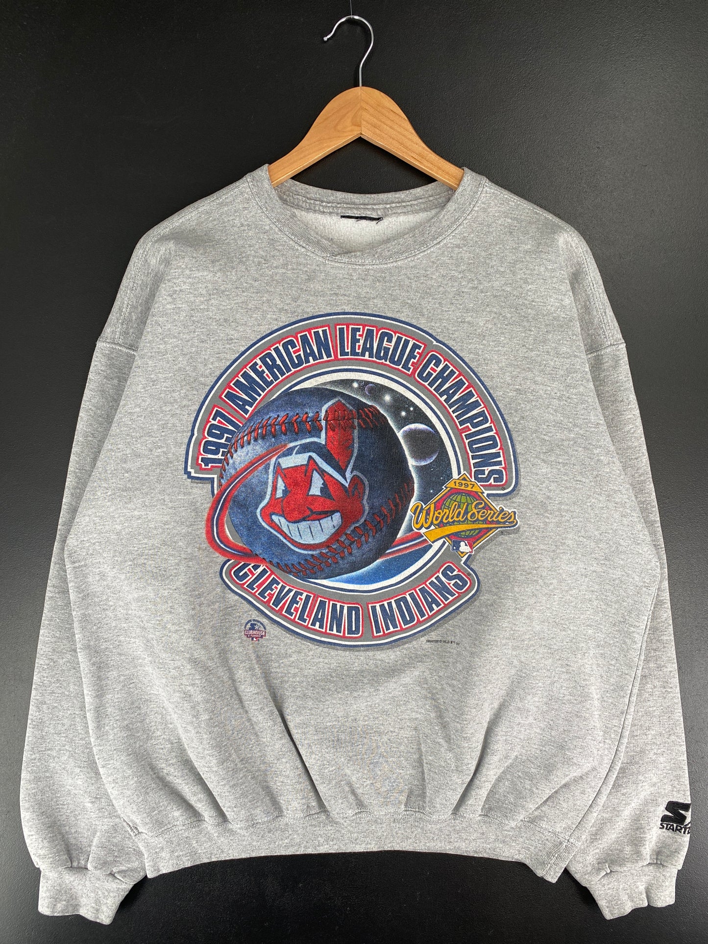 1997 STARTER x CLEVELAND INDIANS Size No Tag (Approx.L) Vintage MLB Sweat-Shirt / E7741S