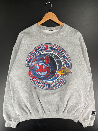 1997 STARTER x CLEVELAND INDIANS Size No Tag (Approx.L) Vintage MLB Sweat-Shirt / E7741S