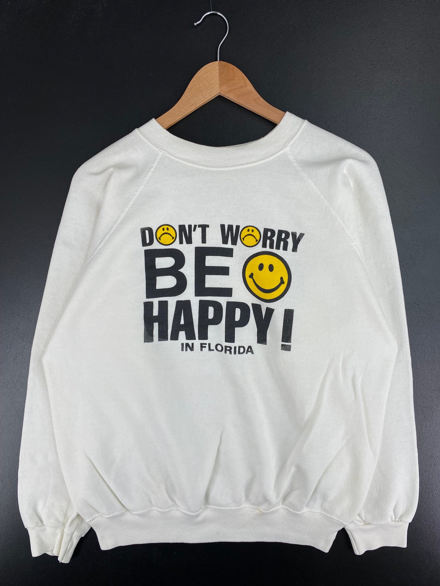 80’s BE HAPPHY Size L Vintage Sweat-shirt / G5636S