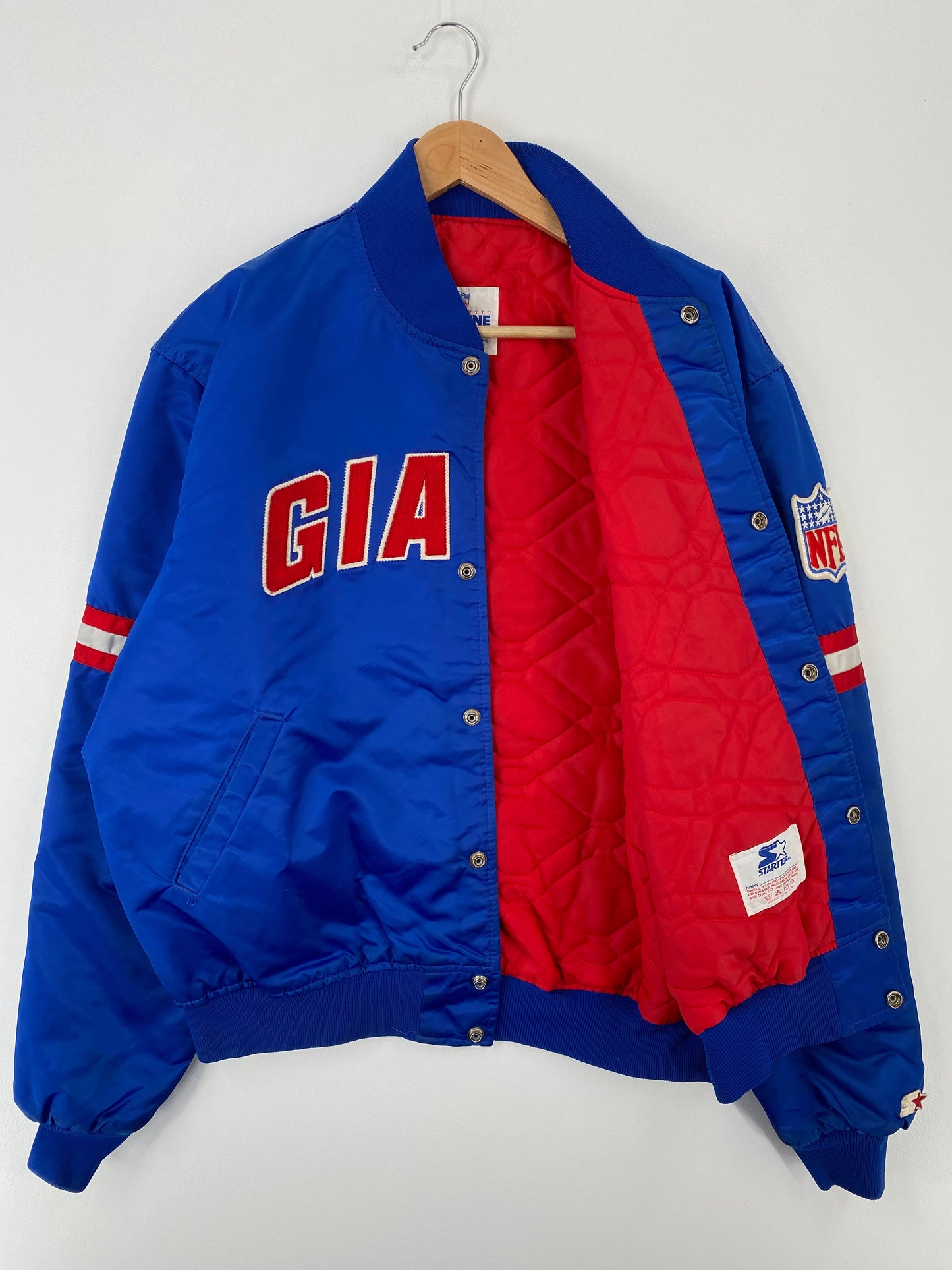 90’s STARTER x GIANTS Made in USA Size XL Vintage NFL Button down Nylon Jacket / F5570N