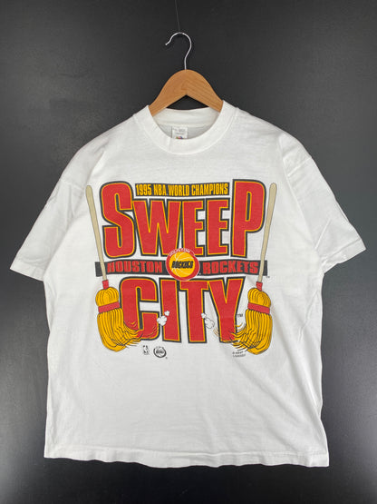 1995 HUSTON ROCKETS Made in USA Size XL Vintage NBA T-Shirt / E8702T
