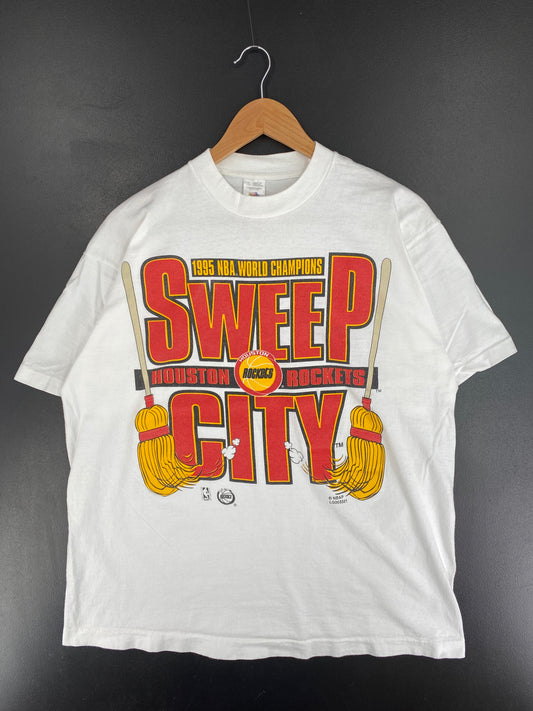 1995 HUSTON ROCKETS Made in USA Size XL Vintage NBA T-Shirt / E8702T