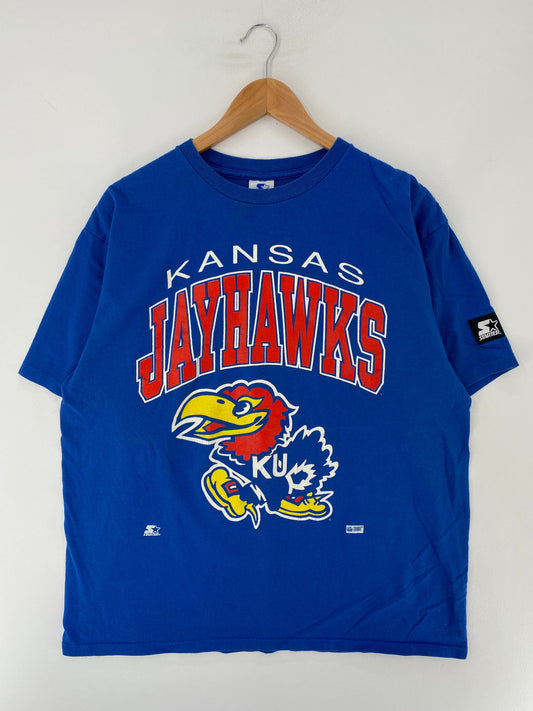 90's STARTER X KANSAS JAYHAWKS Made in USA Size L Vintage College T-Shirt / F9262T