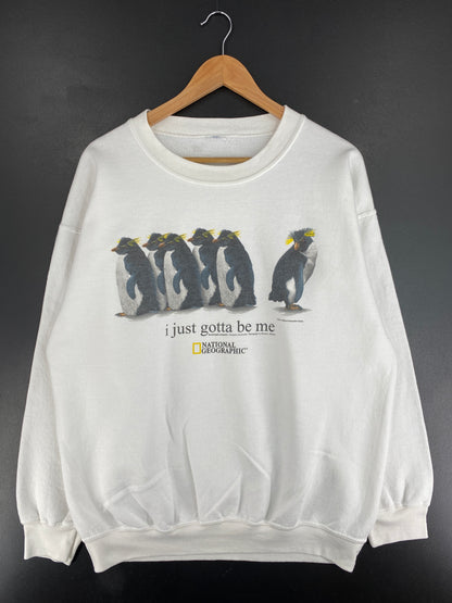 2001 NATIONAL GEOGRAPHIC PENGUINS Size No Tag (Approx.XL) Sweat-Shirt / E8716S