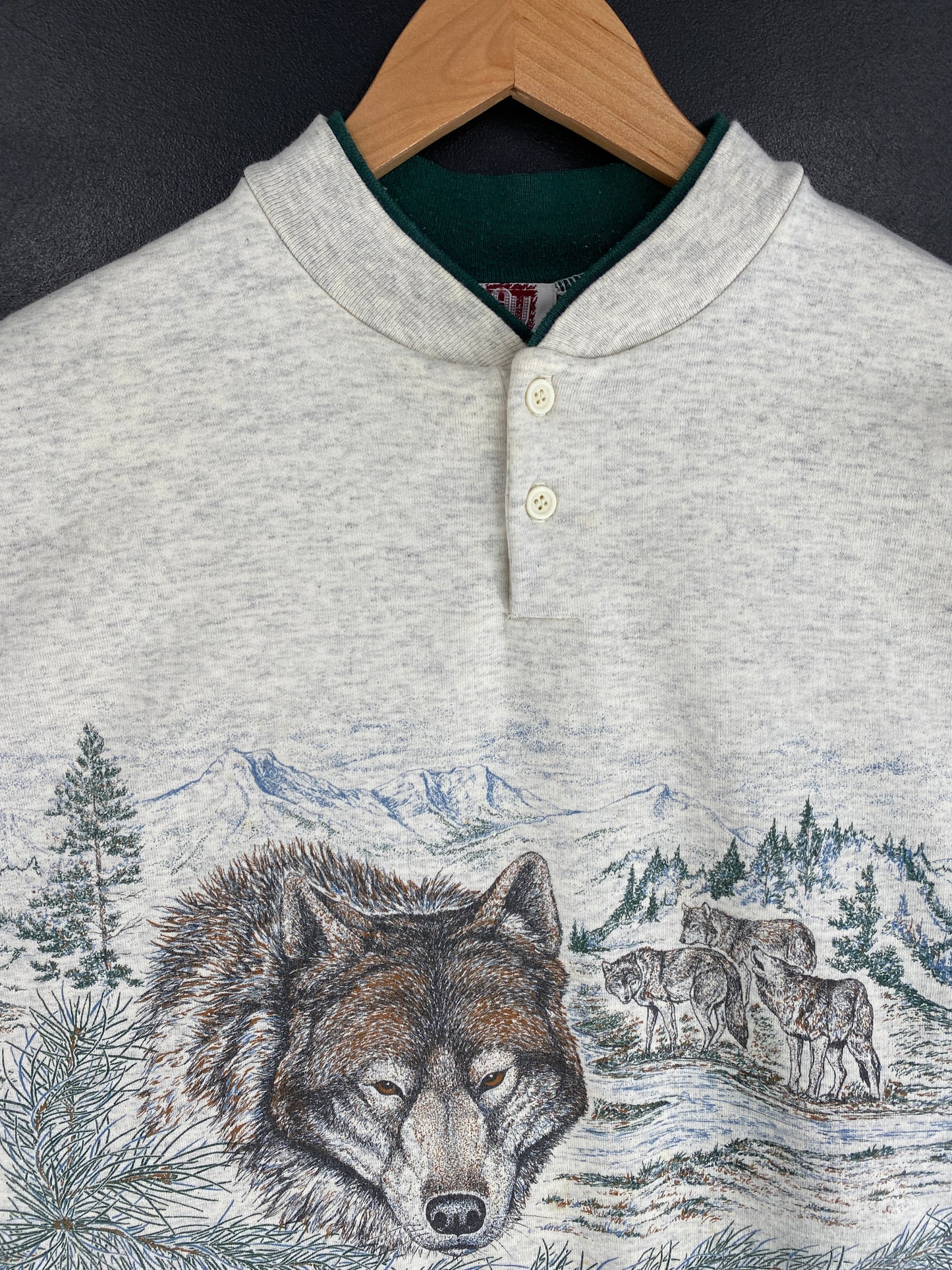 90's GREAT SMOKY MOUNTAINS WOLF Made in USA Size L Vintage Animal Sweat-shirt / E8827S