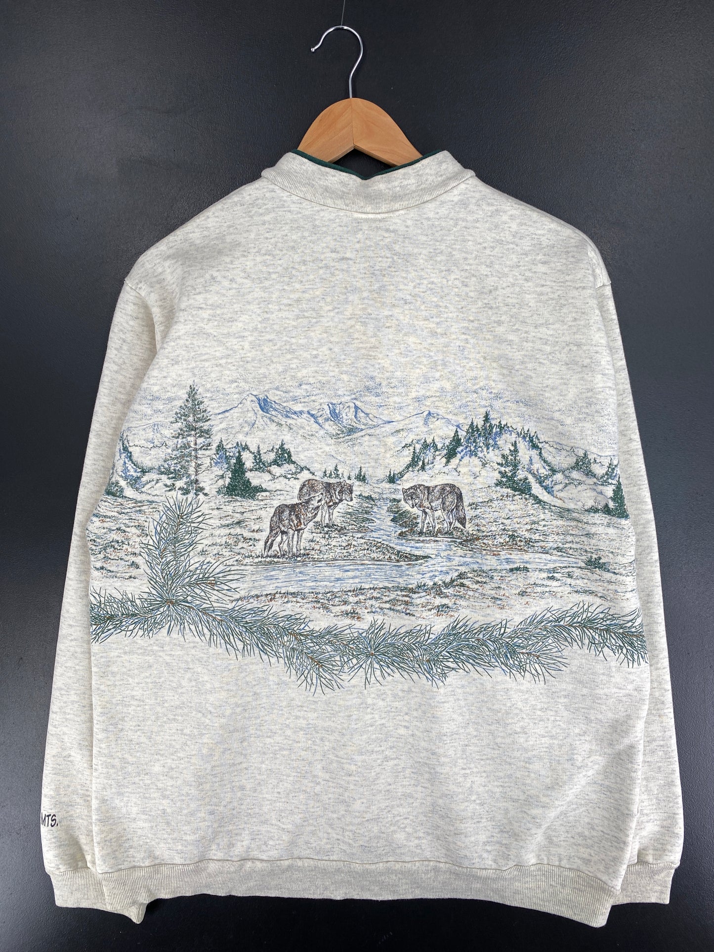 90's GREAT SMOKY MOUNTAINS WOLF Made in USA Size L Vintage Animal Sweat-shirt / E8827S