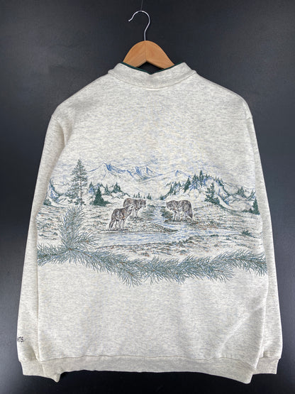 90's GREAT SMOKY MOUNTAINS WOLF Made in USA Size L Vintage Animal Sweat-shirt / E8827S