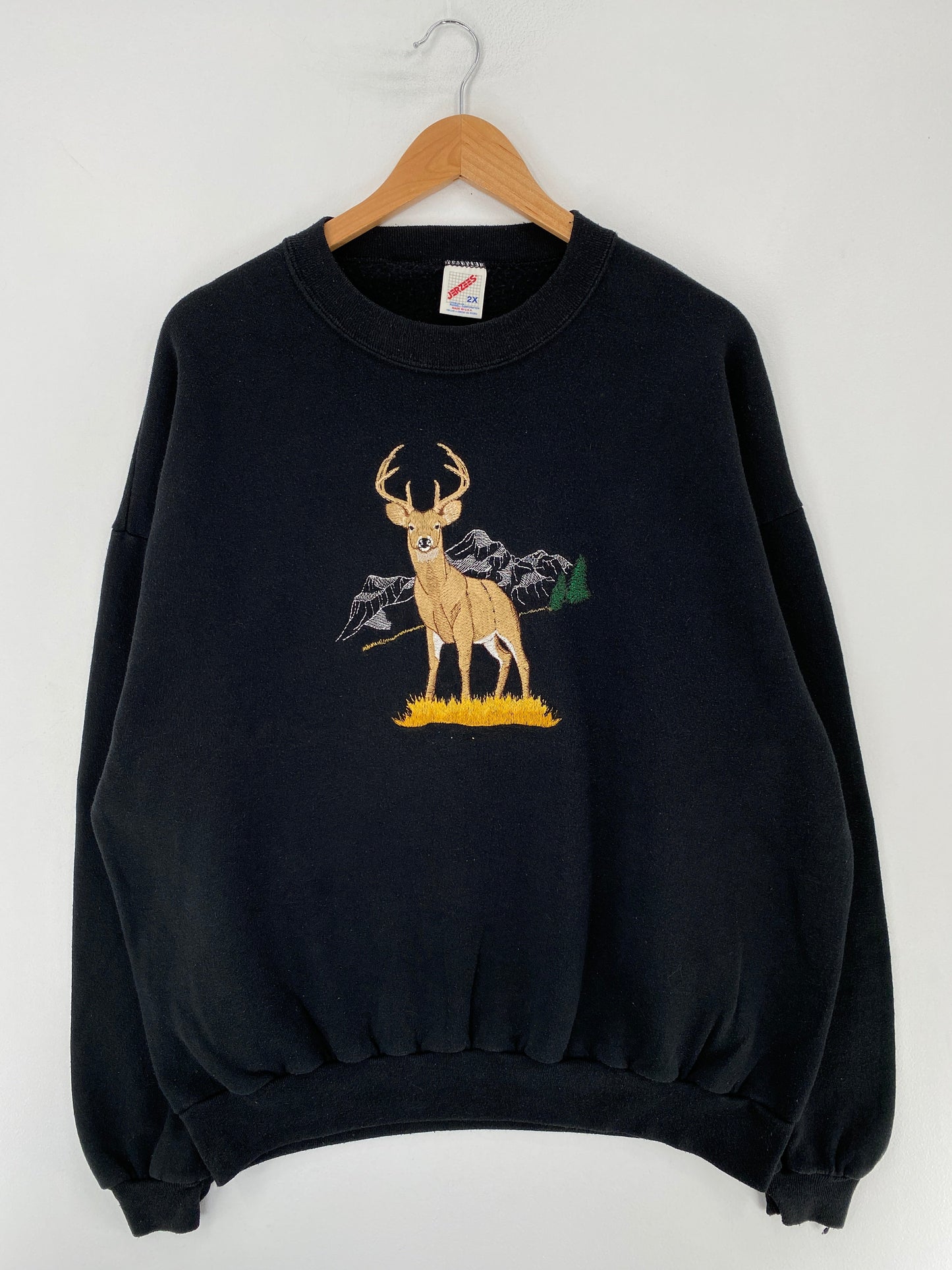 90's BUCK EMBROIDERY DEER Made in USA Size XXL Vintage Animal Sweat-shirt / F5424S