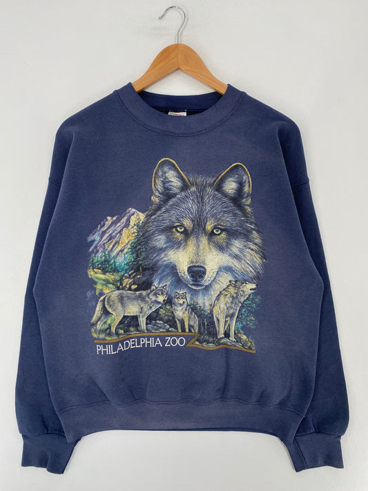 90's PHILADELPHIA ZOO WOLF Size L Vintage Animal Sweat-shirt / E8831S