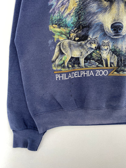 90's PHILADELPHIA ZOO WOLF Size L Vintage Animal Sweat-shirt / E8831S