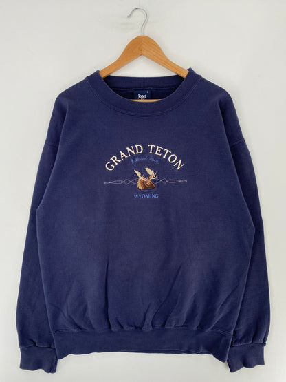90's GRAND TETON NATIONAL PARK MOOSE Made in USA Size L Vintage Animal Sweat-shirt / E8832S