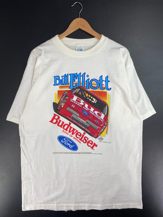 .1992 BUDWEISER x FORD BILL ELLIOTT Made in USA Size XL Vintage Racing T-Shirt / F578T