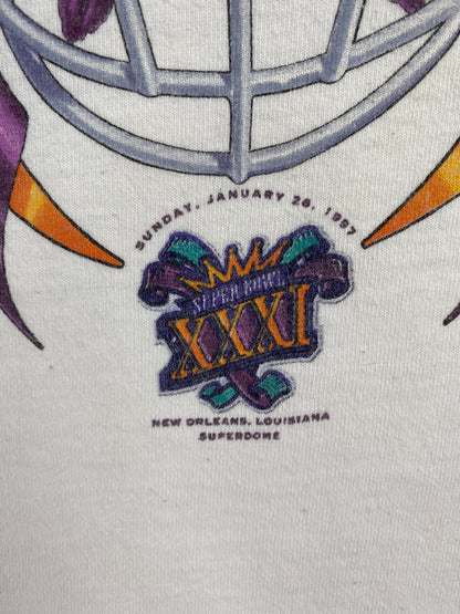 1997 SUPER BOWL Made in USA Size XL Vintage NFL T-shirt / F1882T