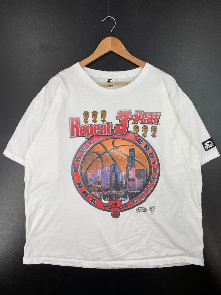 Vintage Starter Chicago Bulls Repeat 3 Peat T Shirt Size 2XL