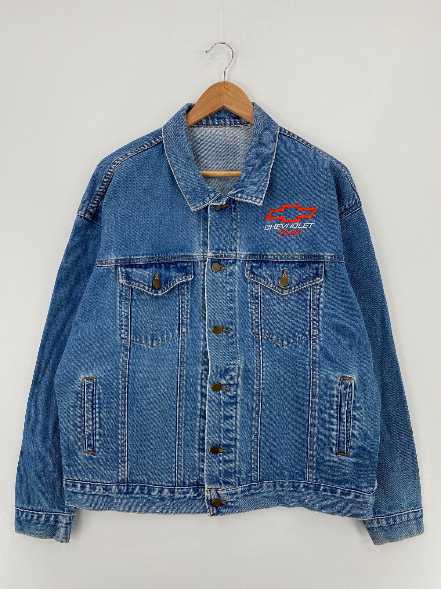 Vintage CHEVROLET RACING Size No Tag (Approx.L) Denim Jacket / F5920J