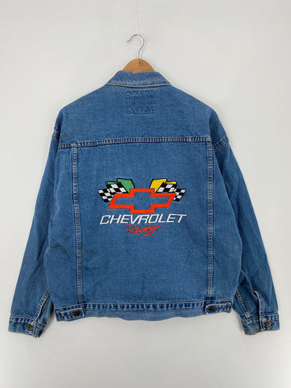 Vintage CHEVROLET RACING Size No Tag (Approx.L) Denim Jacket / F5920J