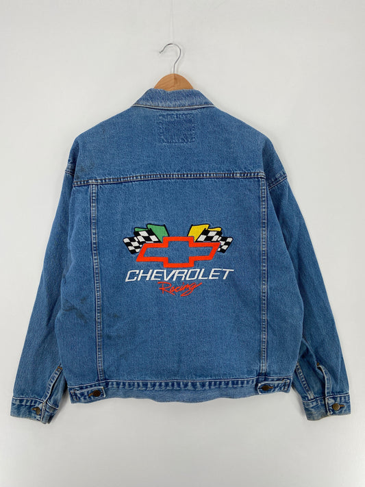 Vintage CHEVROLET RACING Size No Tag (Approx.L) Denim Jacket / F5920J