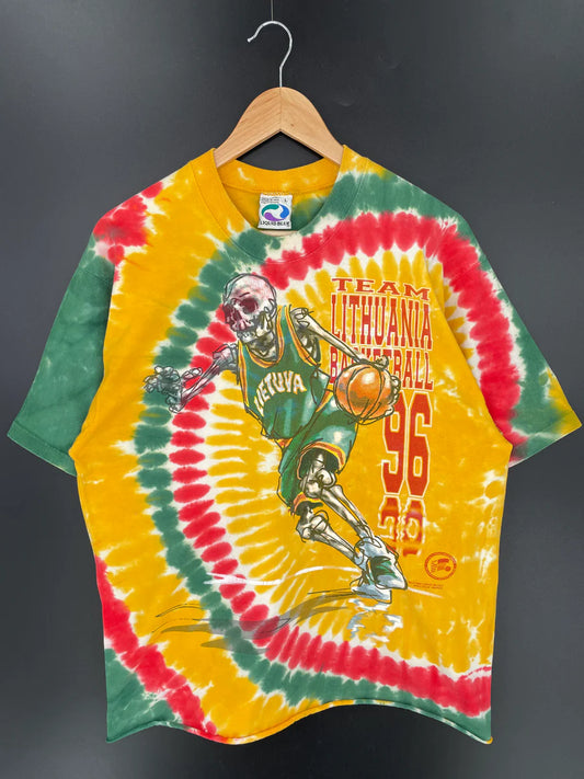 1996 LIQUID BLUE LITHUANIA BASKETBALL Made in USA Size L T-shirts / E8757T
