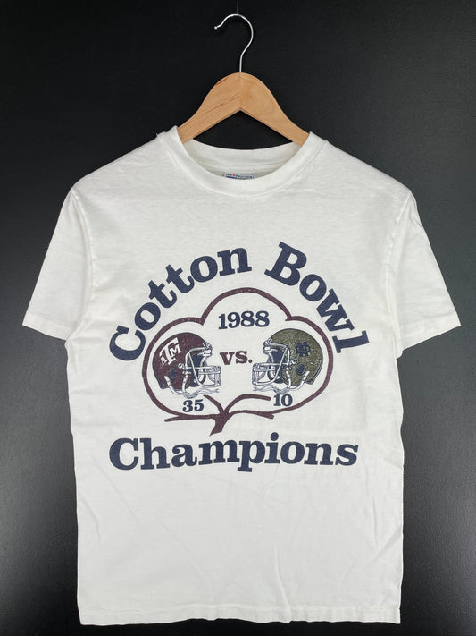 1988 TEXAS ATM x NORTRE DAME FIGHTING IRISH Made in USA Size M Vintage College T-Shirt / E7029T