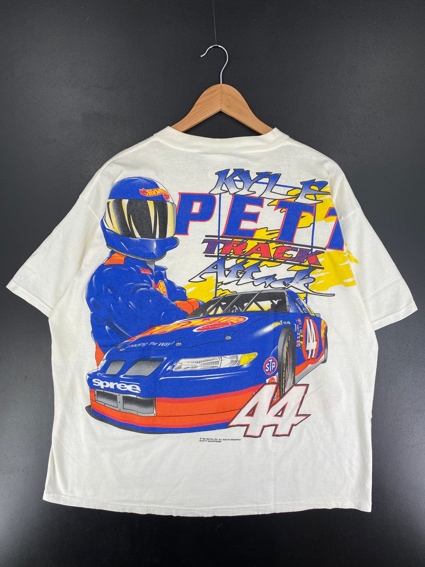 1997 HOT WHEELS KYLE PETTY Made in USA Size XL Vintage Racing T-Shirt / F476T