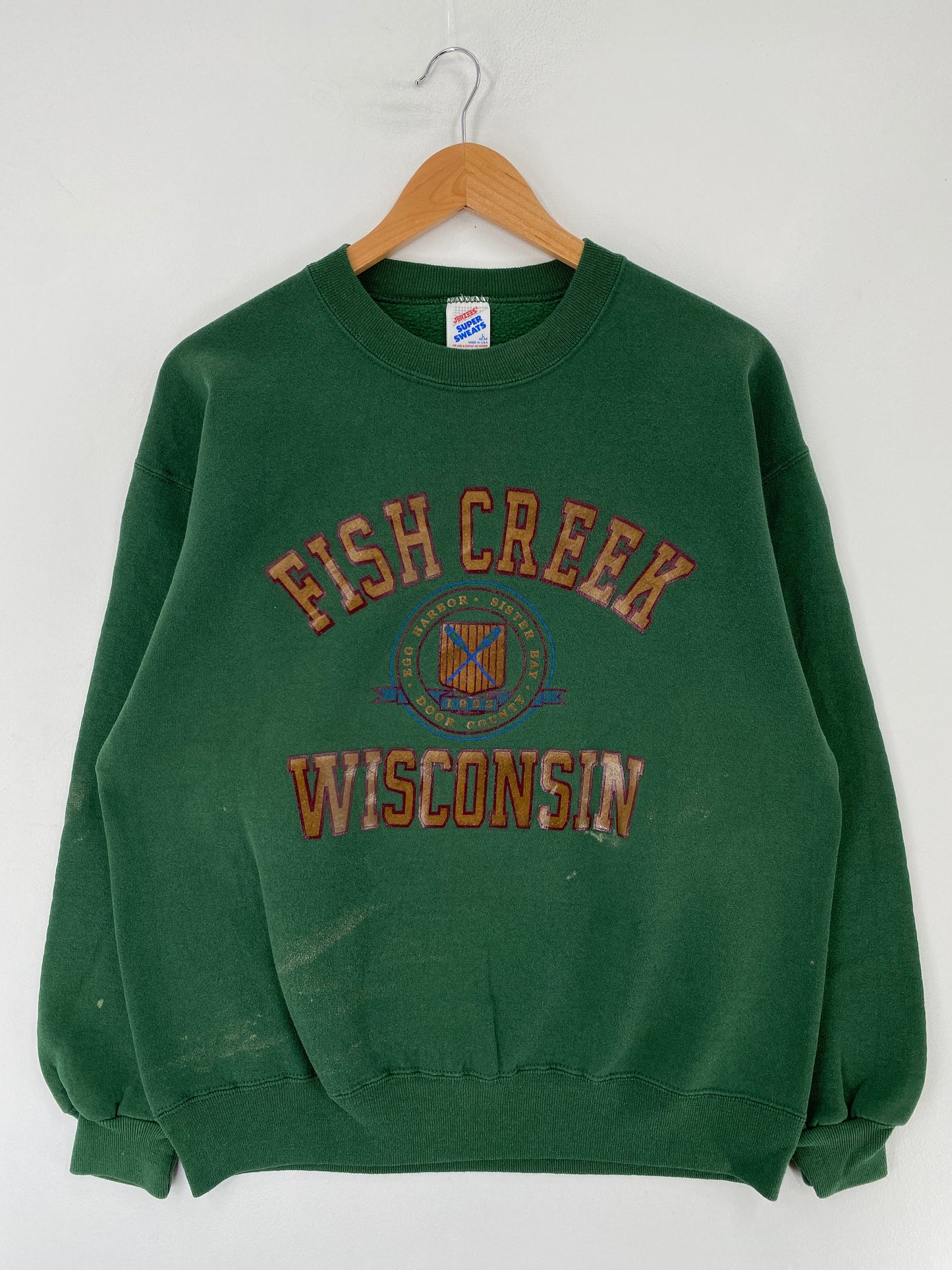 .90's FISH CREEK WISCONSIN Made in USA Size L College Sweat-Shirt / E8964S