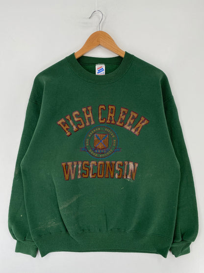 .90's FISH CREEK WISCONSIN Made in USA Size L College Sweat-Shirt / E8964S