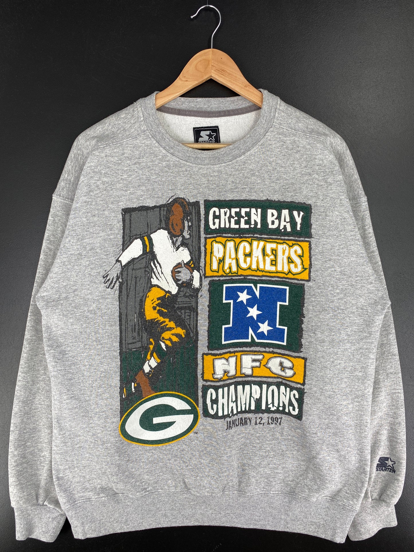 1997 STARTER x GREEN BAY PACKERS Size L Vintage NFL Sweat-Shirt / F5201S