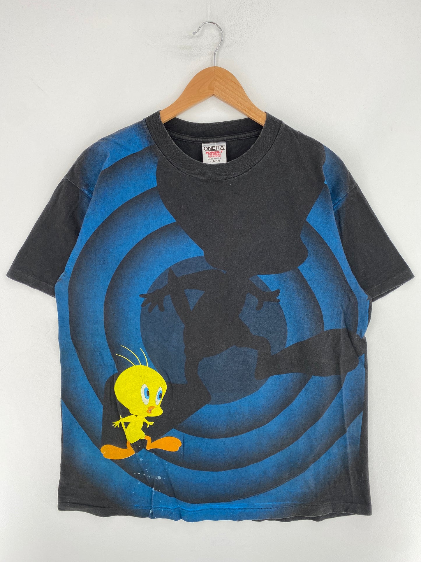90's LOONEY TUNES TWEETY Made in USA Size L Vintage T-Shirt / E9349T