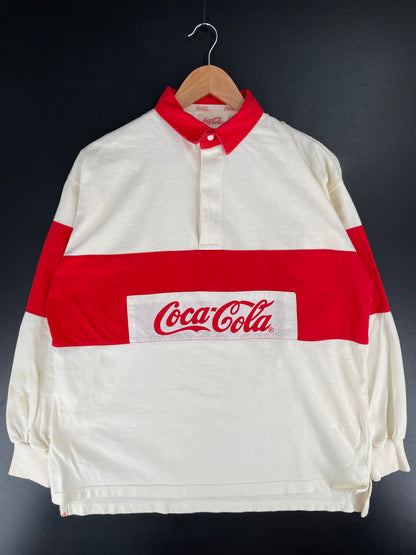 80's COCA COLA Size L Vintage Rugby Shirt / E7173R