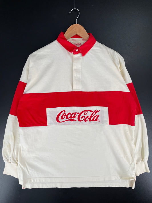 80's COCA COLA Size L Vintage Rugby Shirt / E7173R