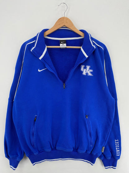 Vintage NIKE x UNIVERSITY OF KENTUCKY Size L Vintage College Half Zip Sweat-Shirt / F5639S
