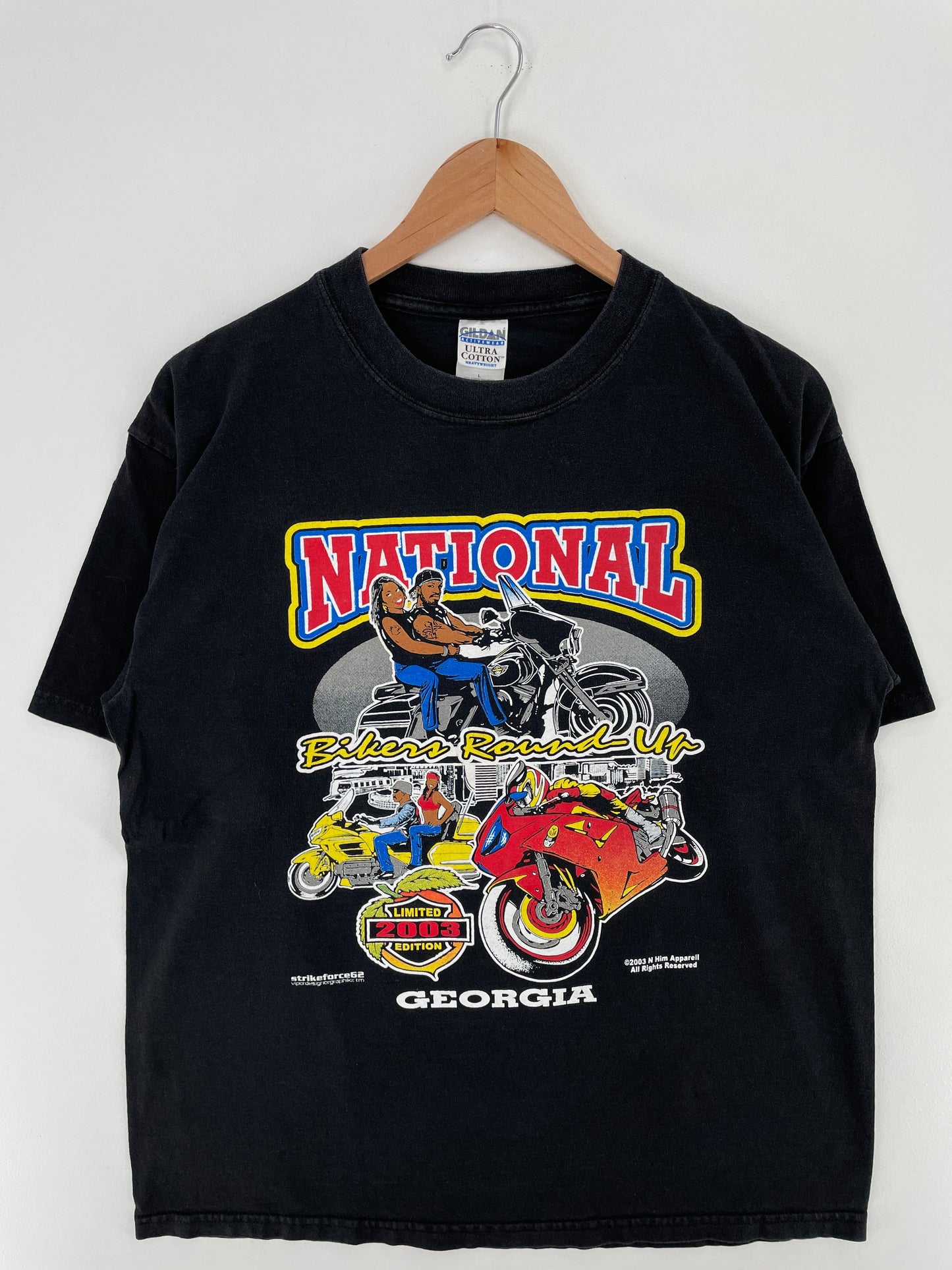 .2003 NATIONAL BIKERS ROUND x GEORGIA Size L Vintage T-shirt / E9138T
