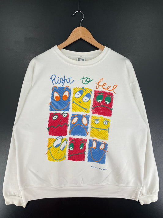 90's RIGHT TO FEEL Made in USA Size XL Vintage Sweat-Shirt / F820S
