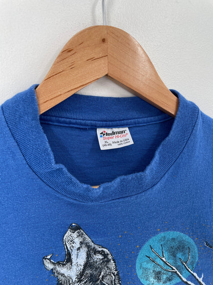 90's WOLF Made in USA Size XL Vintage Animal Long Sleeve T-Shirt / G2342T