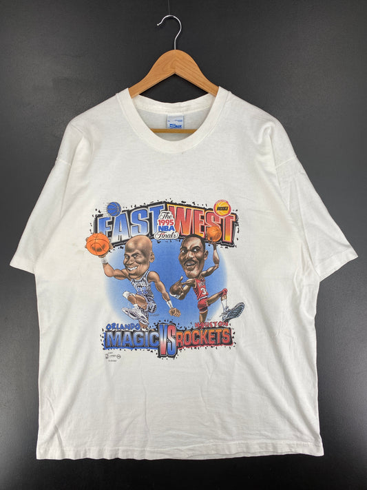 1995 SALEM X MAGIC X ROCKETS Made in USA Size XL Vintage NBA T-Shirt / E8745T