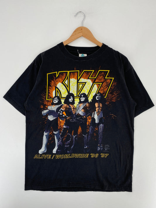 1996 KISS "ALIVE / I WAS THERE" Size L Vintage Music Band T-Shirt / F3732T