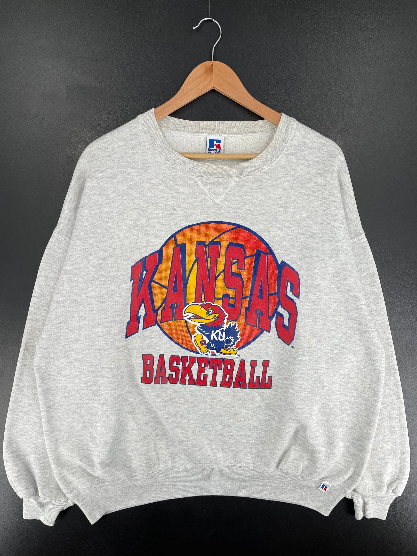 90's RUSSELL x KANSAS JAYHAWKS Made in USA Size XXL Vintage College Sweat shirt / E8442S
