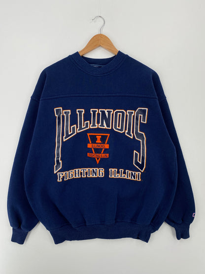 90’s ILLINOIS (No tag) Approx. Size L College Sweat-Shirt / E9774S
