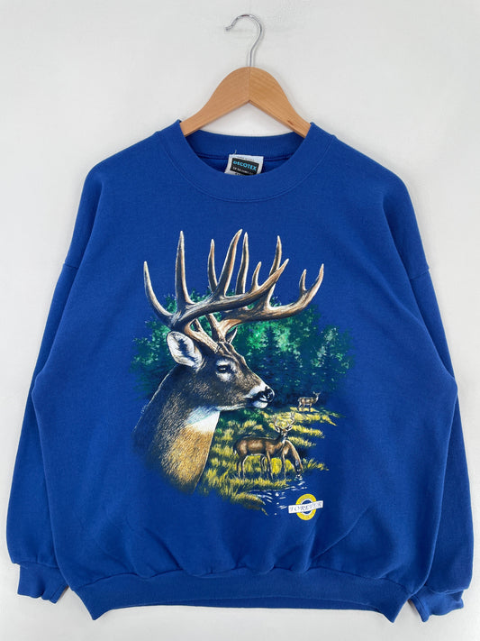 90's DEER Made in USA Size XL Vintage Animal Sweat-Shirt / F1224S