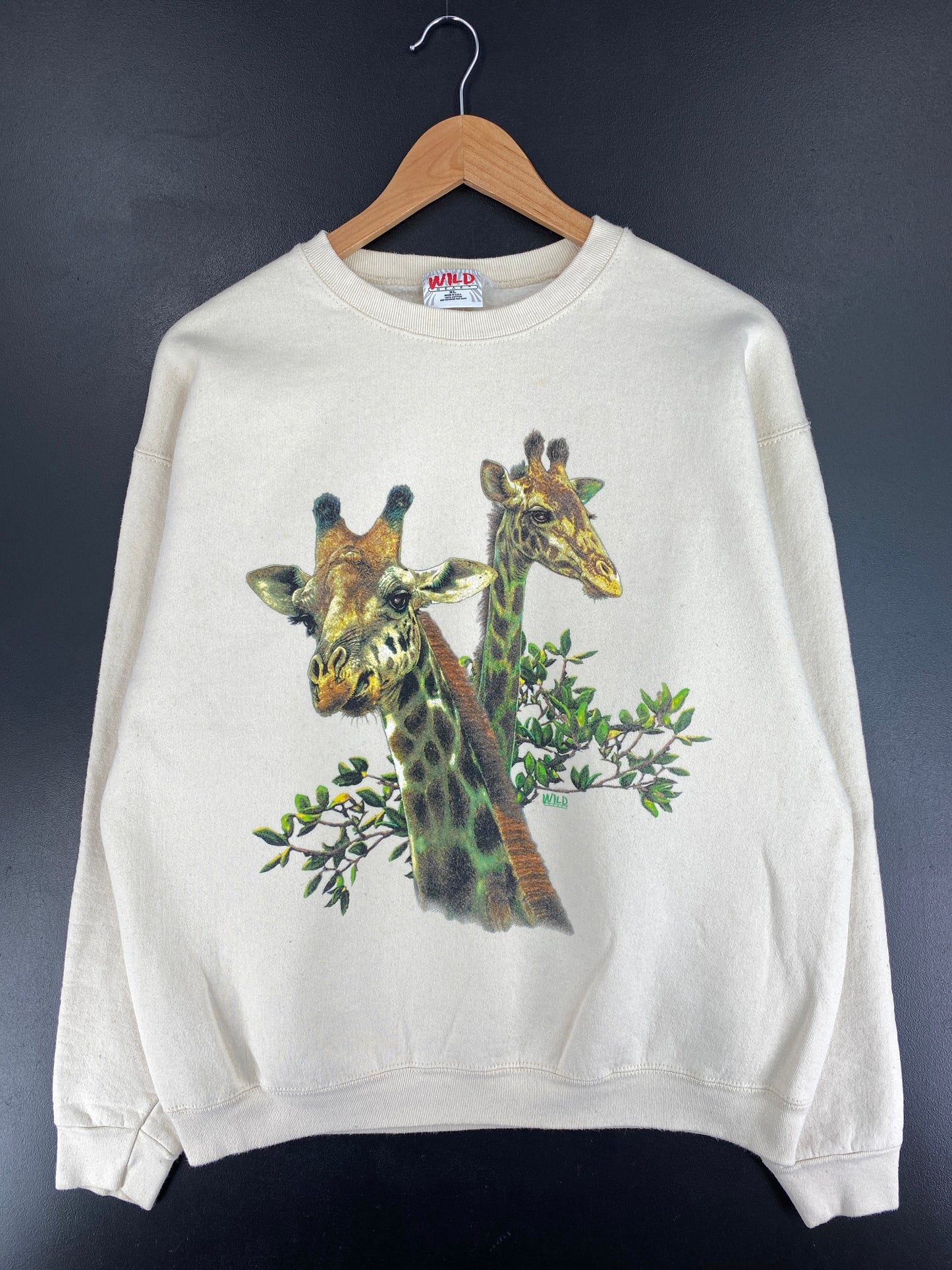 90's GIRAFFE Made in USA Size XL Vintage Animal Sweat-Shirts / F8067S