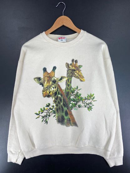 90's GIRAFFE Made in USA Size XL Vintage Animal Sweat-Shirts / F8067S