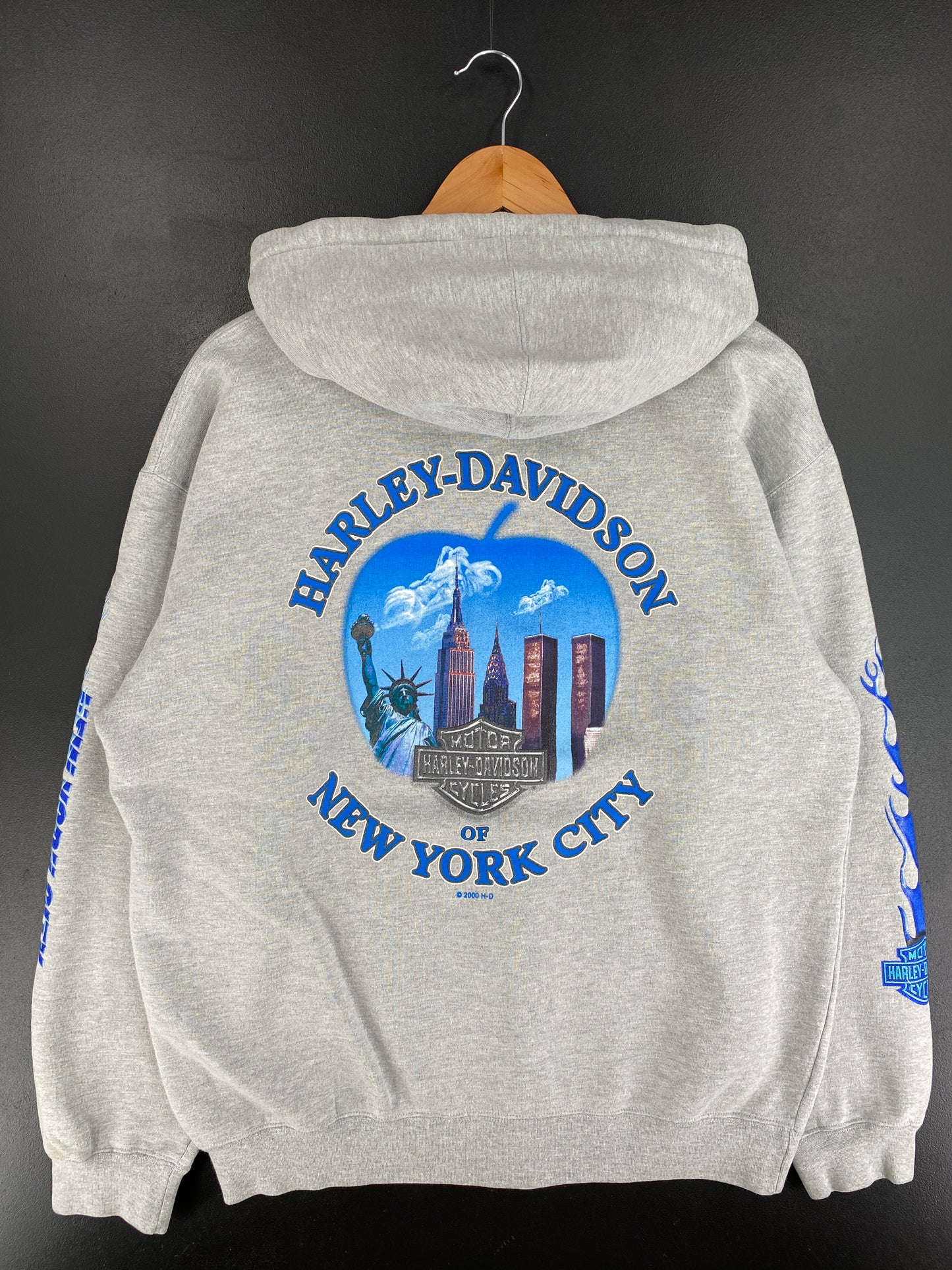 2000 HARLEY DAVIDSON Size M Vintage Zip-up Hoodie Sweat-Shirt / E9892S