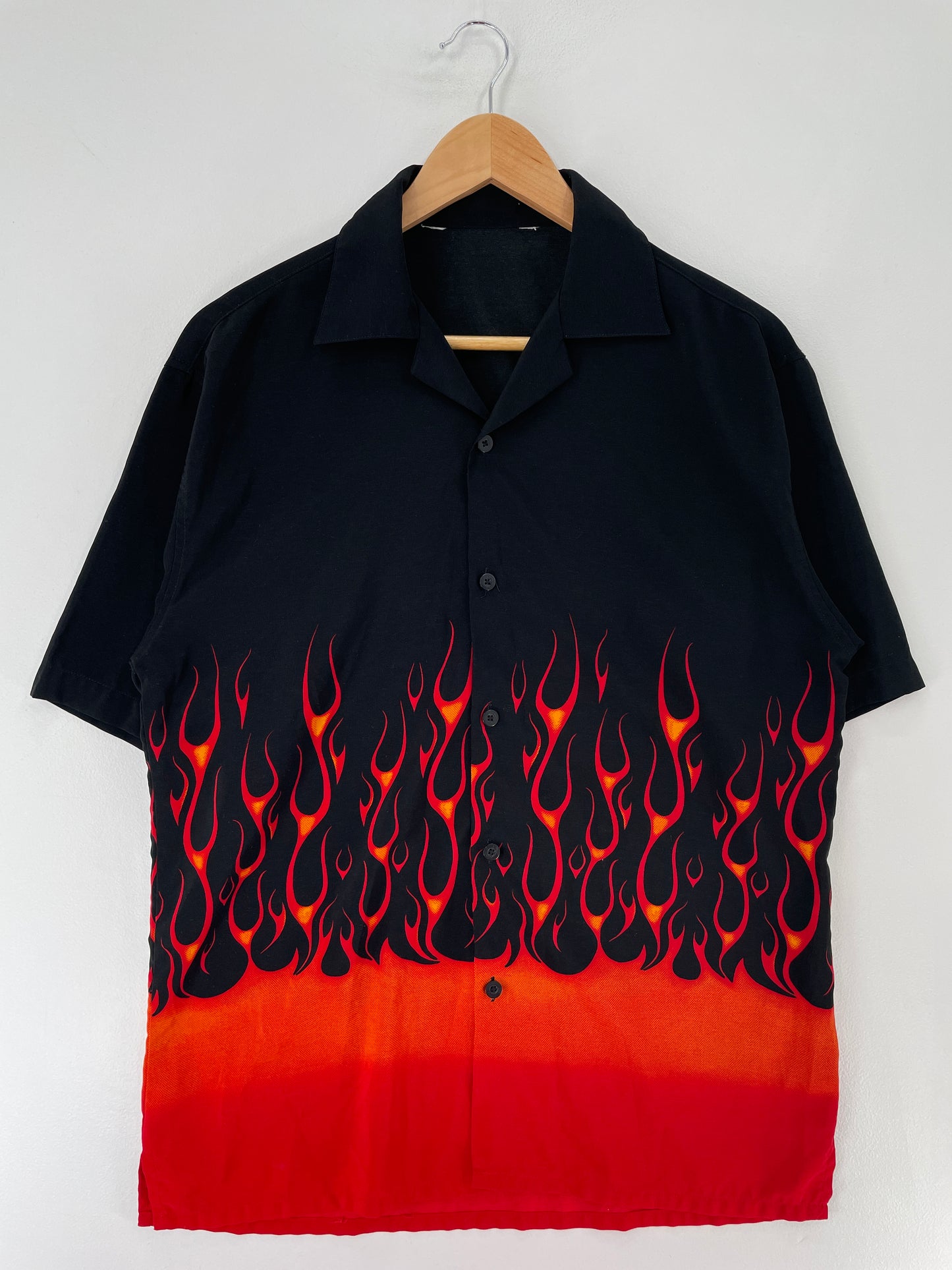 .Vintage FIRE Size Approx.M Button Down Shirt / F813B