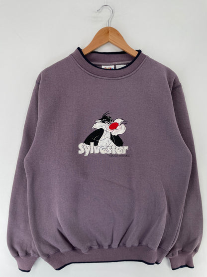 1996 LOONEY TUNES SYLVESTER Size L Vintage Sweat-shirt / F6789S