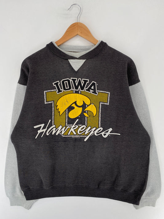 90’s IOWA HAWKEYES Size XL College Sweat-Shirts / F5454S