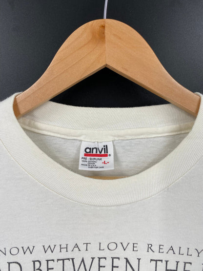 90's READ BETWEEN THE LINES Made in USA Size L Vintage T-shirt / E9248T