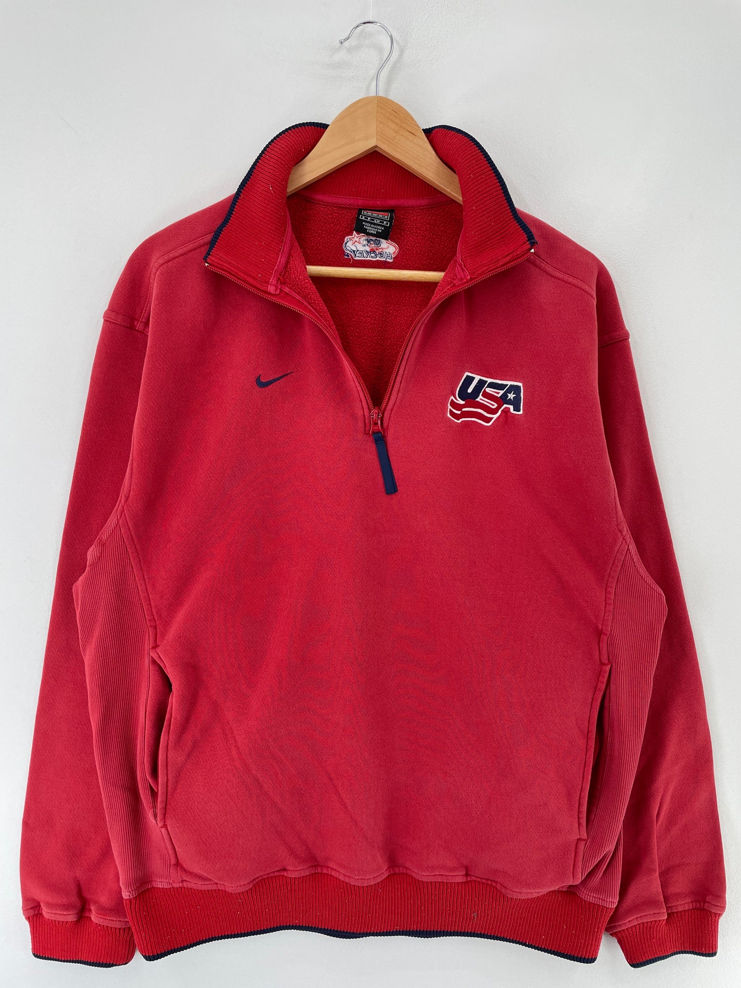 00' NIKE x USA HOCKEY TEAM Size S Vintage Half zip Sweat-Shirt / F569S