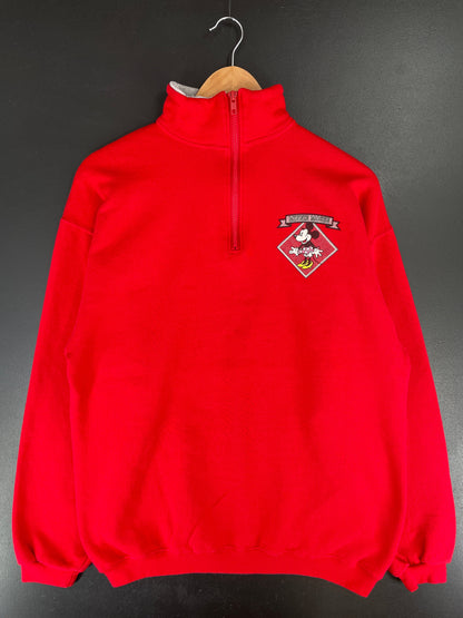 90's DISNEY MINNIE Made in USA Size Approx.L Vintage Half Zip Sweat-shirt / G4118S