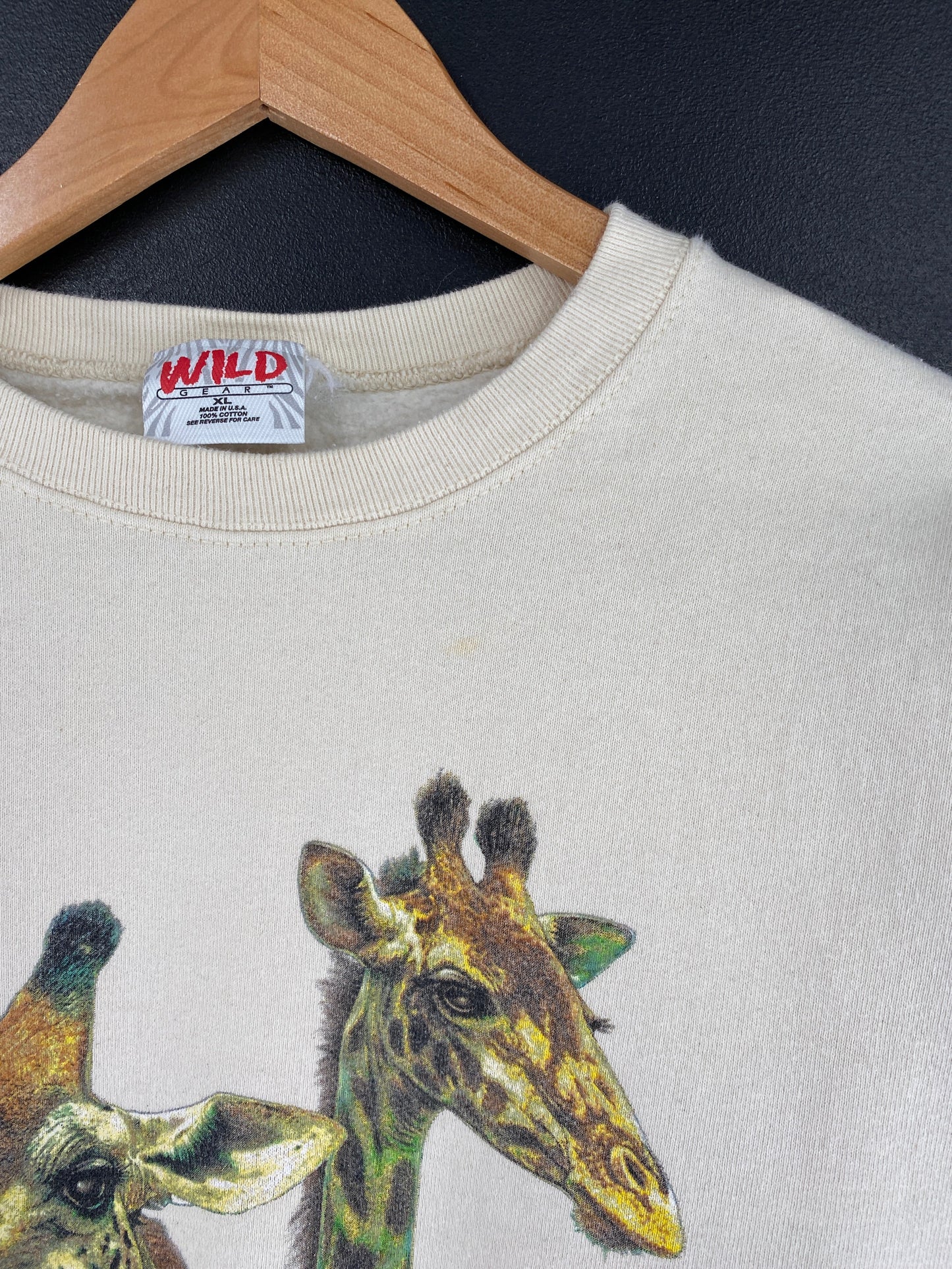 90's GIRAFFE Made in USA Size XL Vintage Animal Sweat-Shirts / F8067S